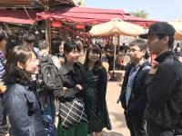 (From left) Ms Satomi HONDA, Ms Nanako TATSUMI, Ms Honoka NISHIO and the College students outside a Chinese restaurant in Sai Kung